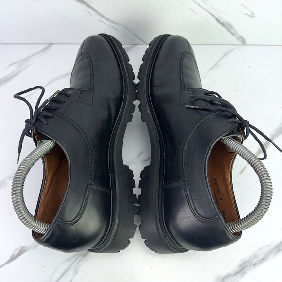 Alfred Sargent Mens US 7 Black Leather Split Toe Lace Up Dress England Made main image 4